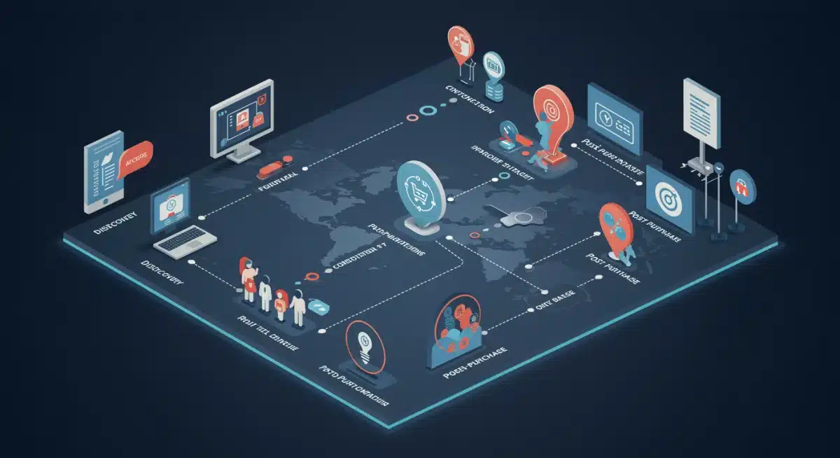 AI-powered customer journey map with personalized touchpoints and data integration.