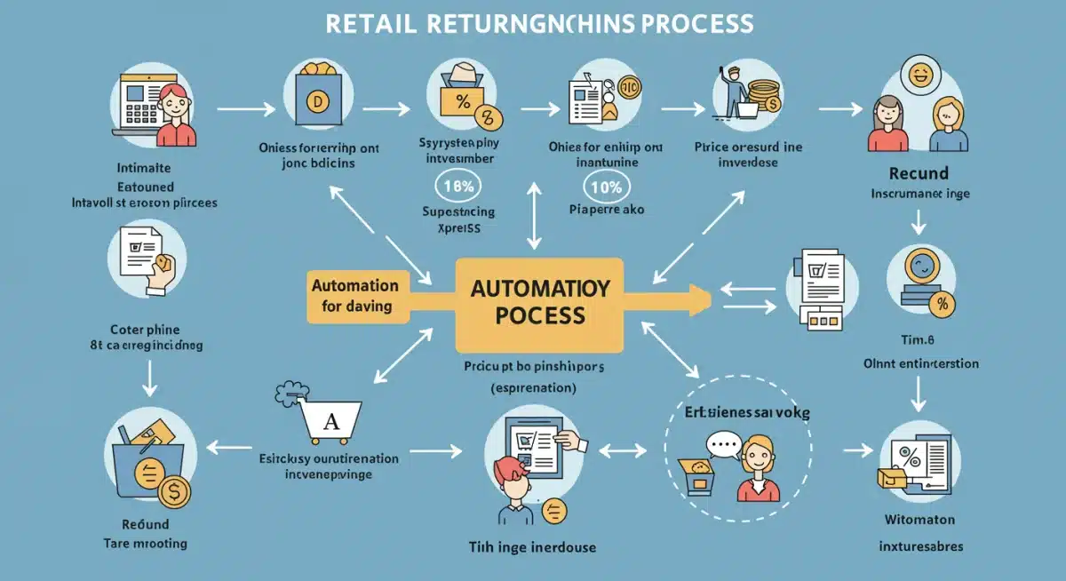 Infographic showing automated retail returns process flow and efficiency gains