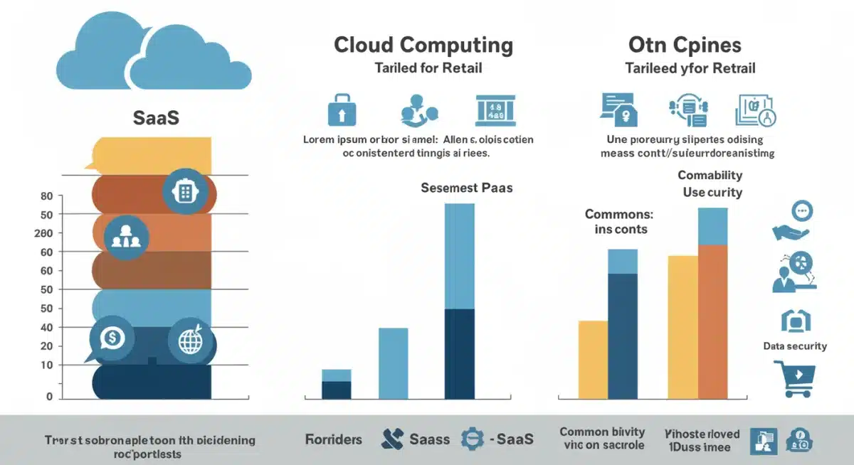 Infographic comparing SaaS, PaaS, and IaaS cloud models for retail applications.