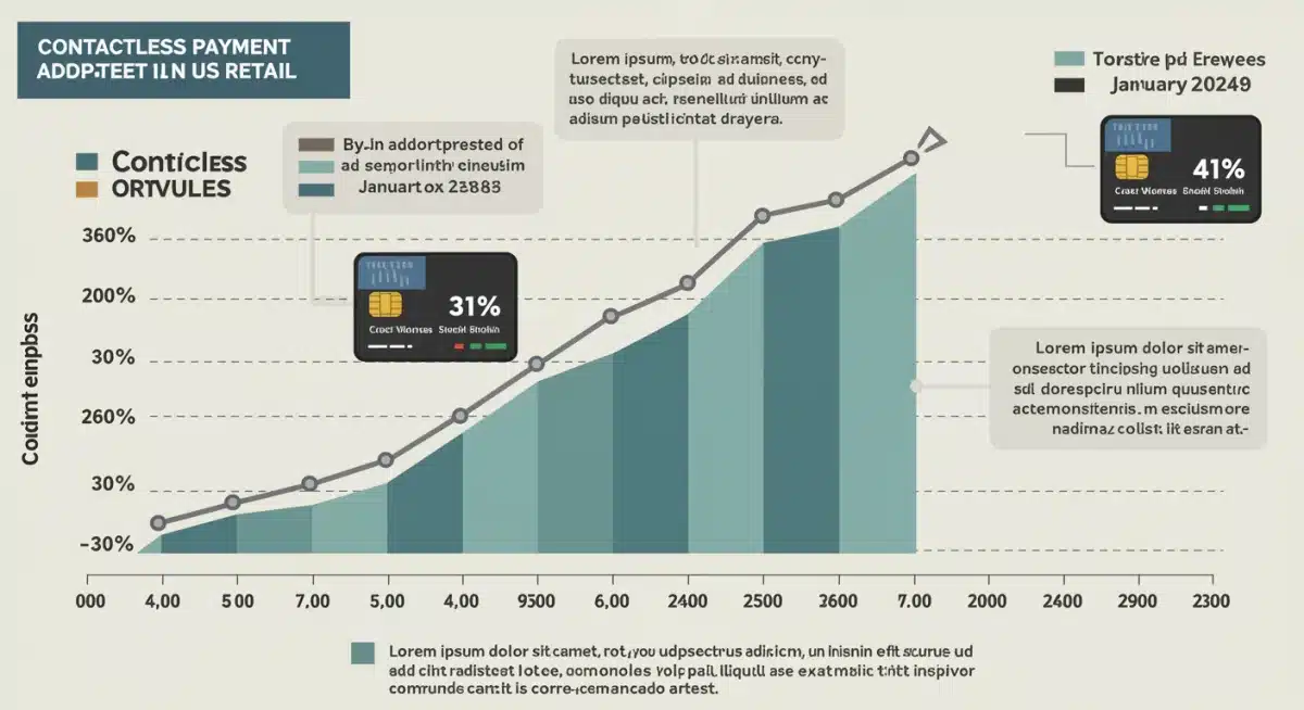 Infographic showing projected 30% growth of contactless payment adoption in US retail by January 2025