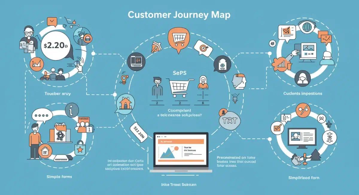 Customer journey map highlighting e-commerce cart abandonment points