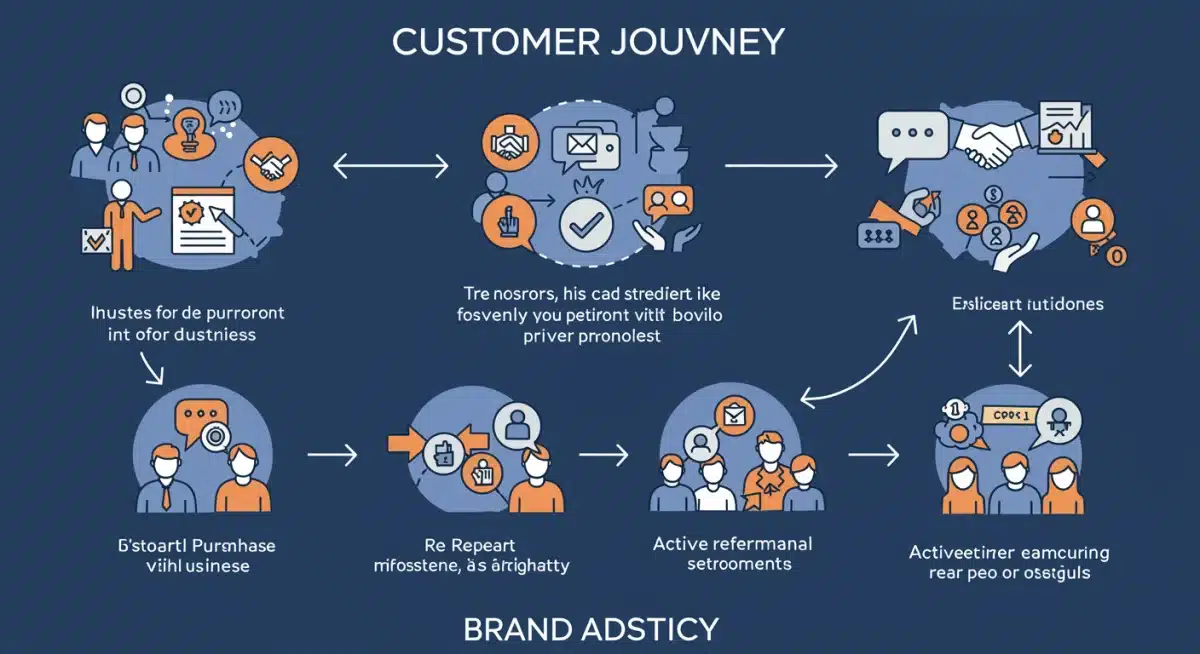 Customer journey map illustrating the path from satisfied customer to brand advocate.