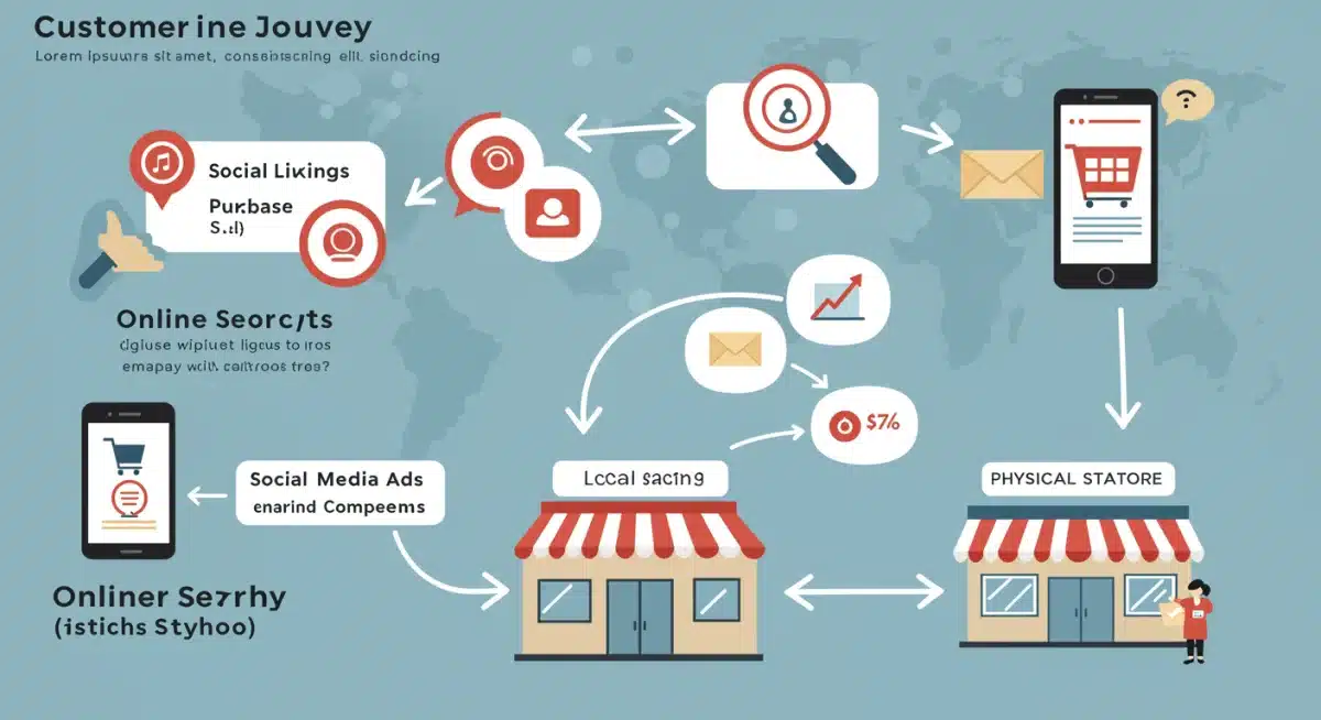 Infographic illustrating the customer journey from digital engagement to physical store visit