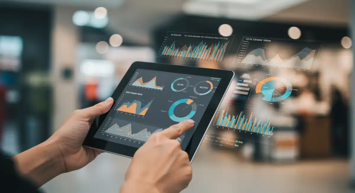 Tablet showing customer lifetime value data analysis