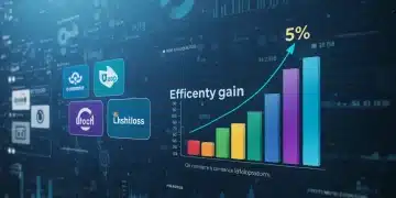 Illustration of e-commerce platform comparison metrics for 2025 with a focus on efficiency gains
