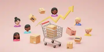 E-commerce subscription growth chart with happy customers