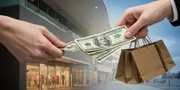 Government stimulus money flowing into retail businesses, symbolizing economic recovery.