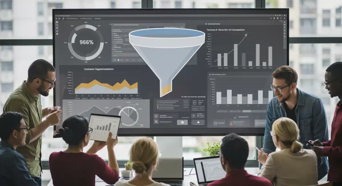Marketing team analyzing customer segmentation for ad targeting