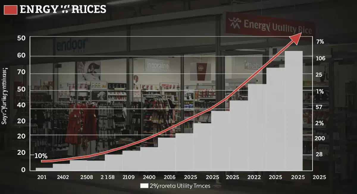 Bar graph illustrating a 12% projected rise in energy prices for 2025, impacting retail businesses.