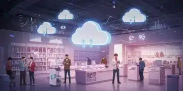 Modern retail store leveraging cloud solutions for enhanced operations and customer experience in 2025.