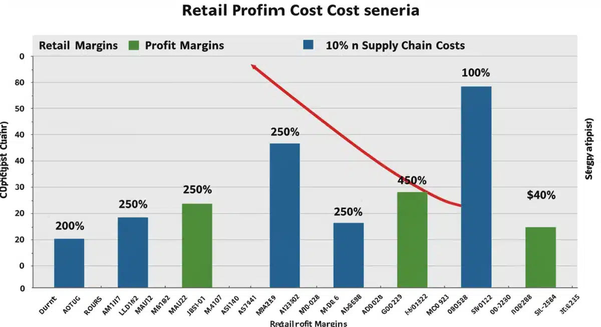 Comparison of retail profit margins with increased supply chain costs