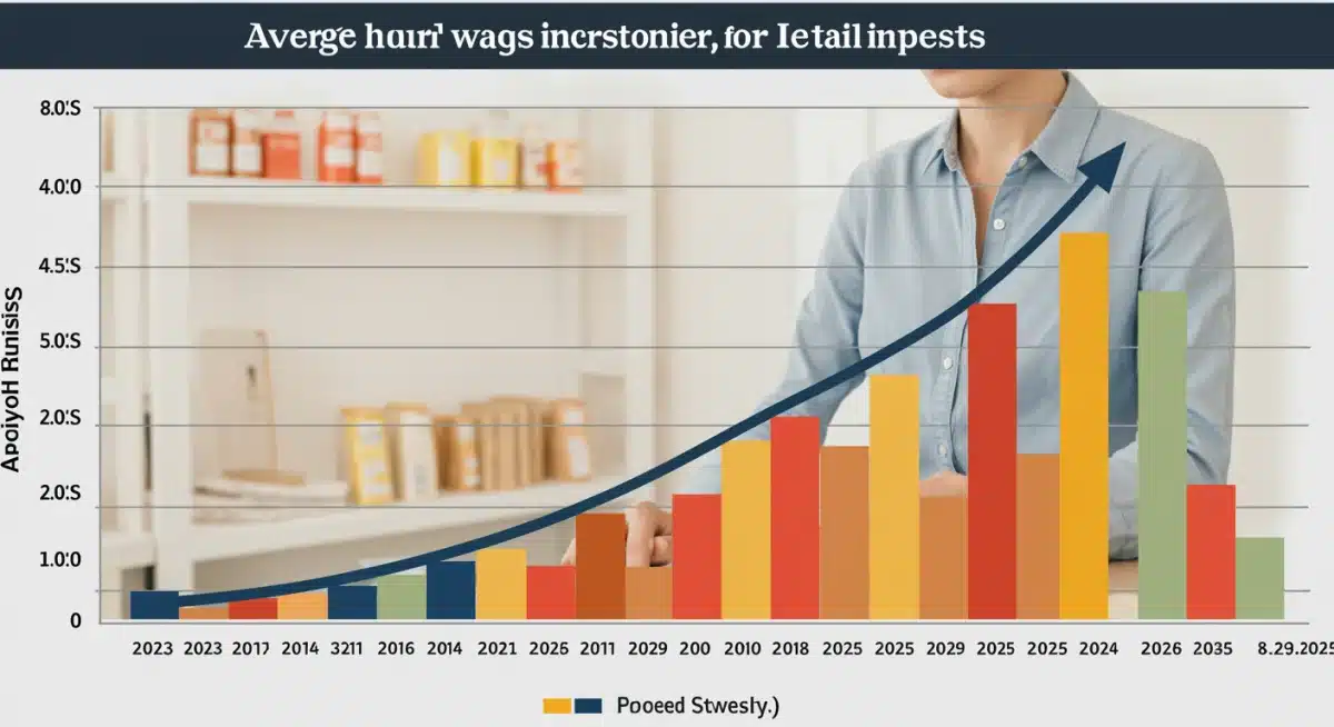Projected retail wage increases 2023-2025, indicating rising labor costs