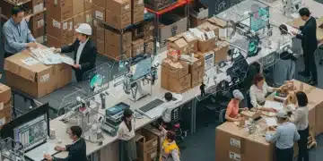 Retail professionals optimizing inventory and supply chain for waste reduction