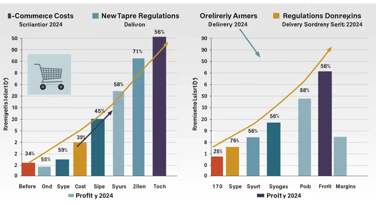 Infographic detailing the impact of new shipping regulations on e-commerce costs and delivery times in Q4 2024.