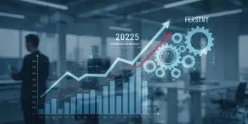 Graph illustrating technology investment increase and operational cost reduction, symbolizing future efficiency.