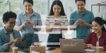 Diverse customers engaging with e-commerce products, symbolizing user-generated content's impact on trust and conversions.