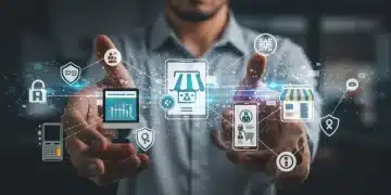 Digital network illustrating US retail data privacy regulations and security